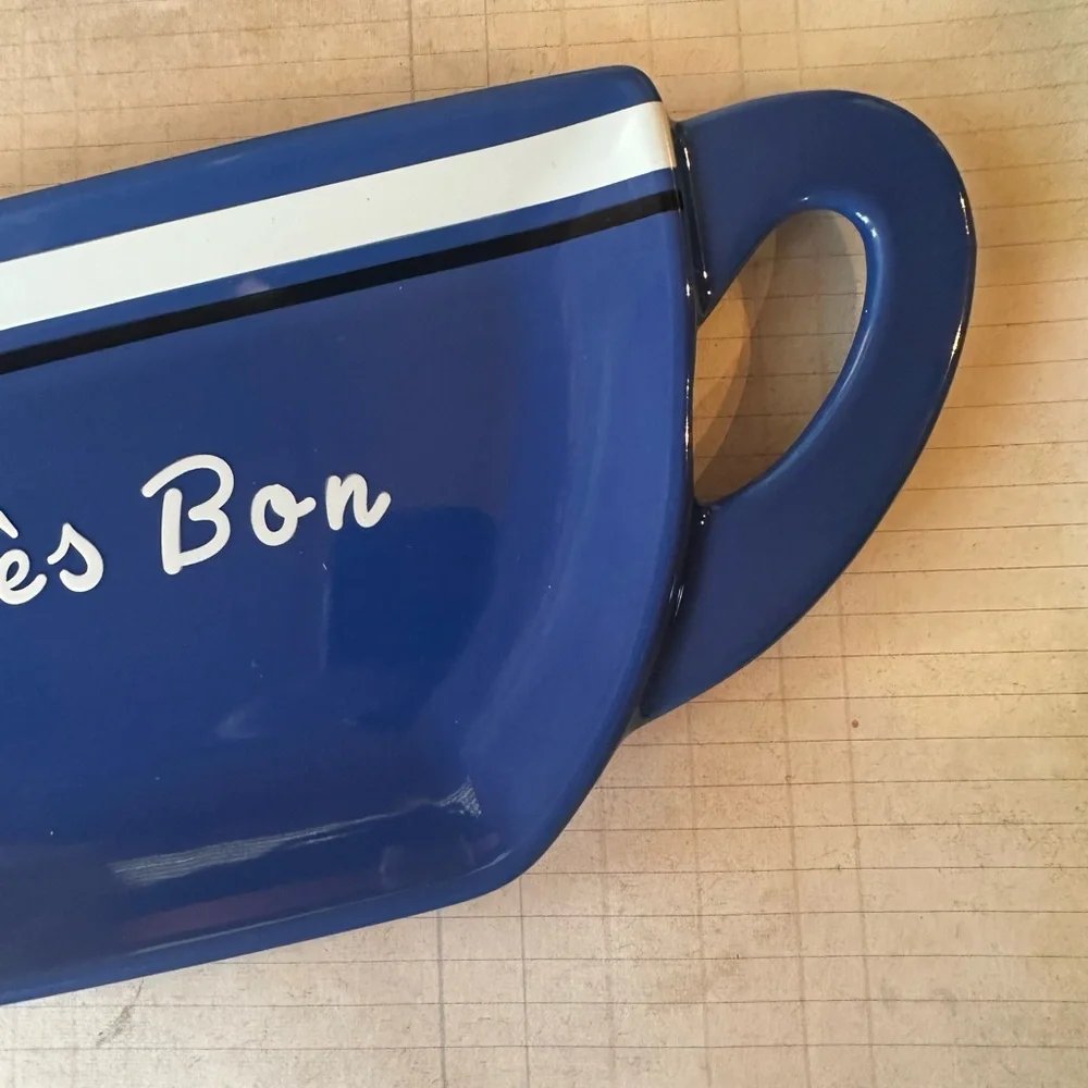 Sur La Table Blue 'Très Bon' Mug Shaped Plate